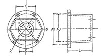 Dimensional Drawing for EM5 Series Pump/Engine Adapters